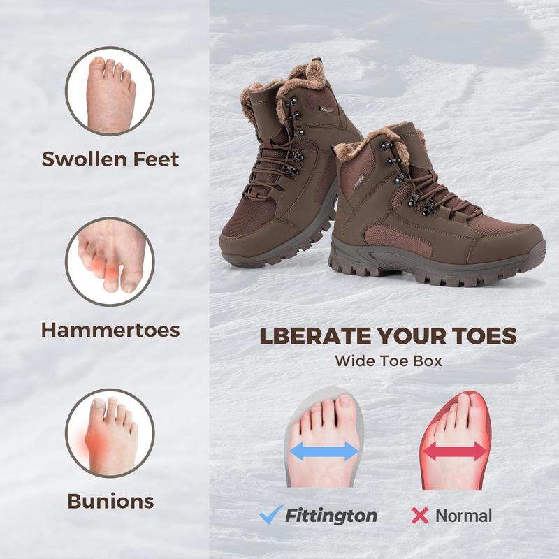 Fittington Men's Wolfwalk Winter Boots V3 Black Waterproof Insulated Mid Calf Snow Boots with Slip-Resistant Outsole & Plush Fur Lining for All-Day Comfort