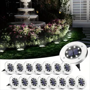 Hoodink Solar Lights for Outside,12 Pack Solar Lights Outdoor Waterproof, Solar Garden Lights Landscape Lighting for Patio Pathway Lawn Yard Deck Driveway Walkway, Cold White