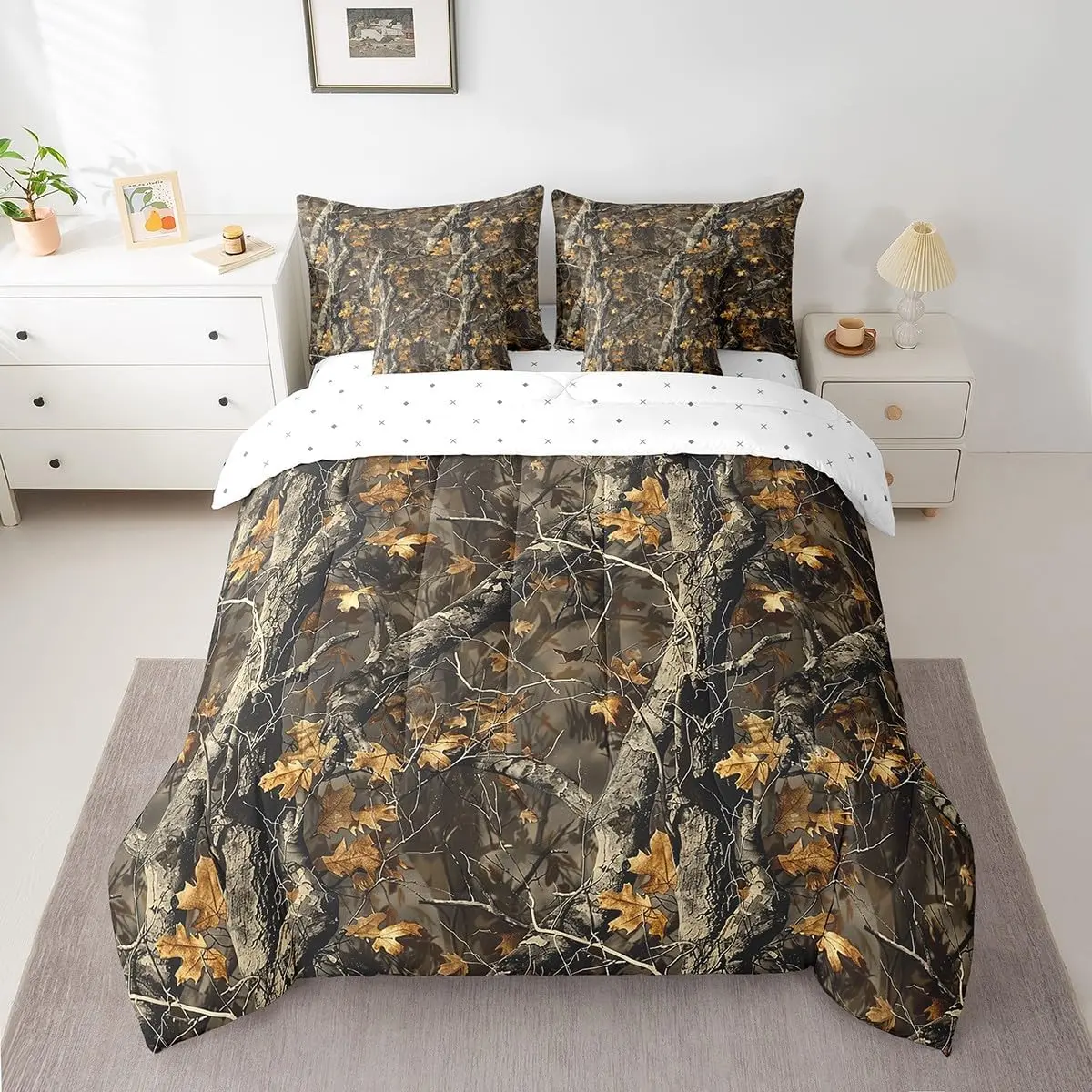 Feelyou 7-Piece Camouflage Western Household Bedding Set - High Tensile Strength All-Seasons Quilt Set Bedspread, Soft Fabric for Rustic Farmhouse Cabin Decor with Sheets, Pillowcases, Cushion Covers