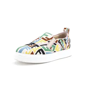 Pre-owned Fendi Women's Fendi Rise Slip-On Sneakers Vertigo Zucca Cotton by Rebag