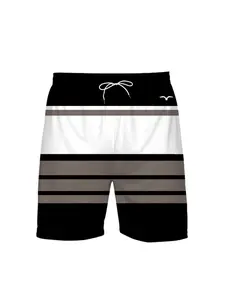Men's Printed Striped Summer Vacation Beach Pants, Adjustable Drawstring Waist, Suitable for Beach and Summer Outings, Beach Outdoor Wear, Swim Shorts, Swimwear Shorts