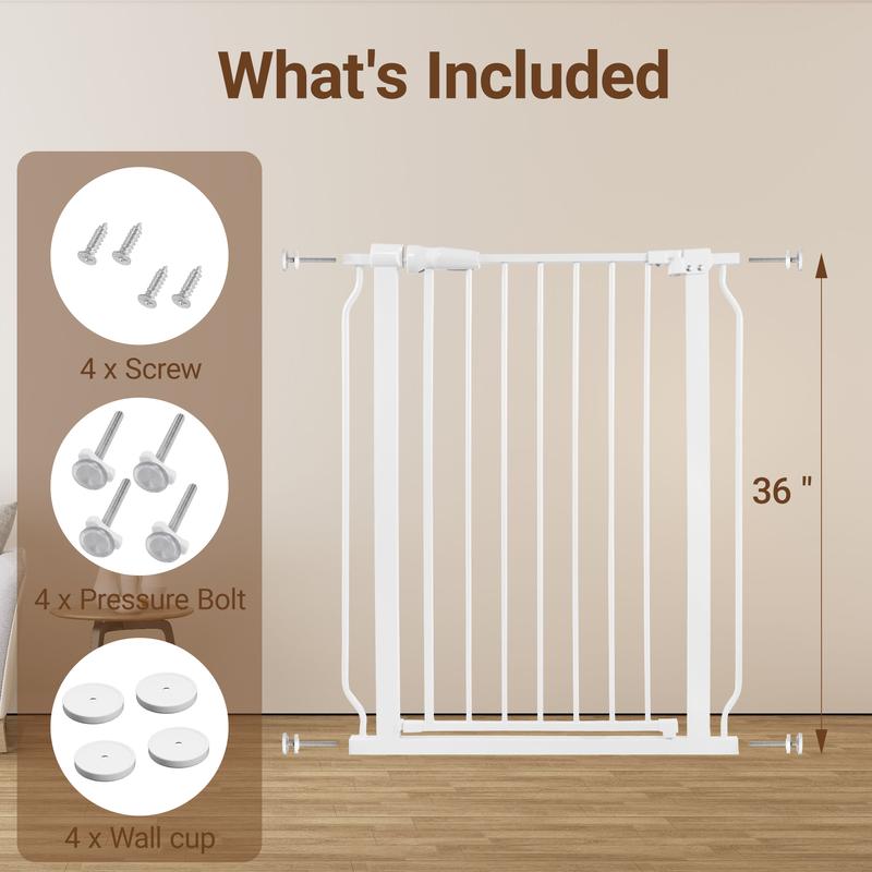 Safety 33" Baby Gate for Doorways & Bottom of Stairs, Pressure Mount Design for Babies, Toddlers & PetsInfant and Pet Safety Gate, Child Barrier for Doorways, Stairs, and Hallways, 29.1-Inch to 33.8-Inch Openings, 30-Inch H.