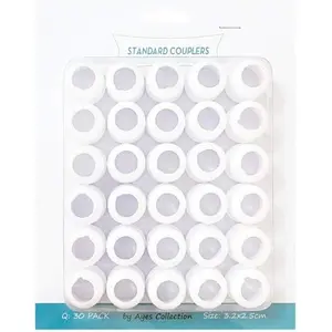 30 Pairs Plastic Standard Couplers Cake Decorating for Icing Nozzles, Piping Bags, White
