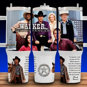 40oz Walker Texas Ranger Chuck Norris Cup Mug Tumbler with Lid and Straw - Elegant Drinkware for Western Fans - Perfect for Hot or Cold Drinks! Stainless Steel. Flasks Plastic Stylish Aesthetic