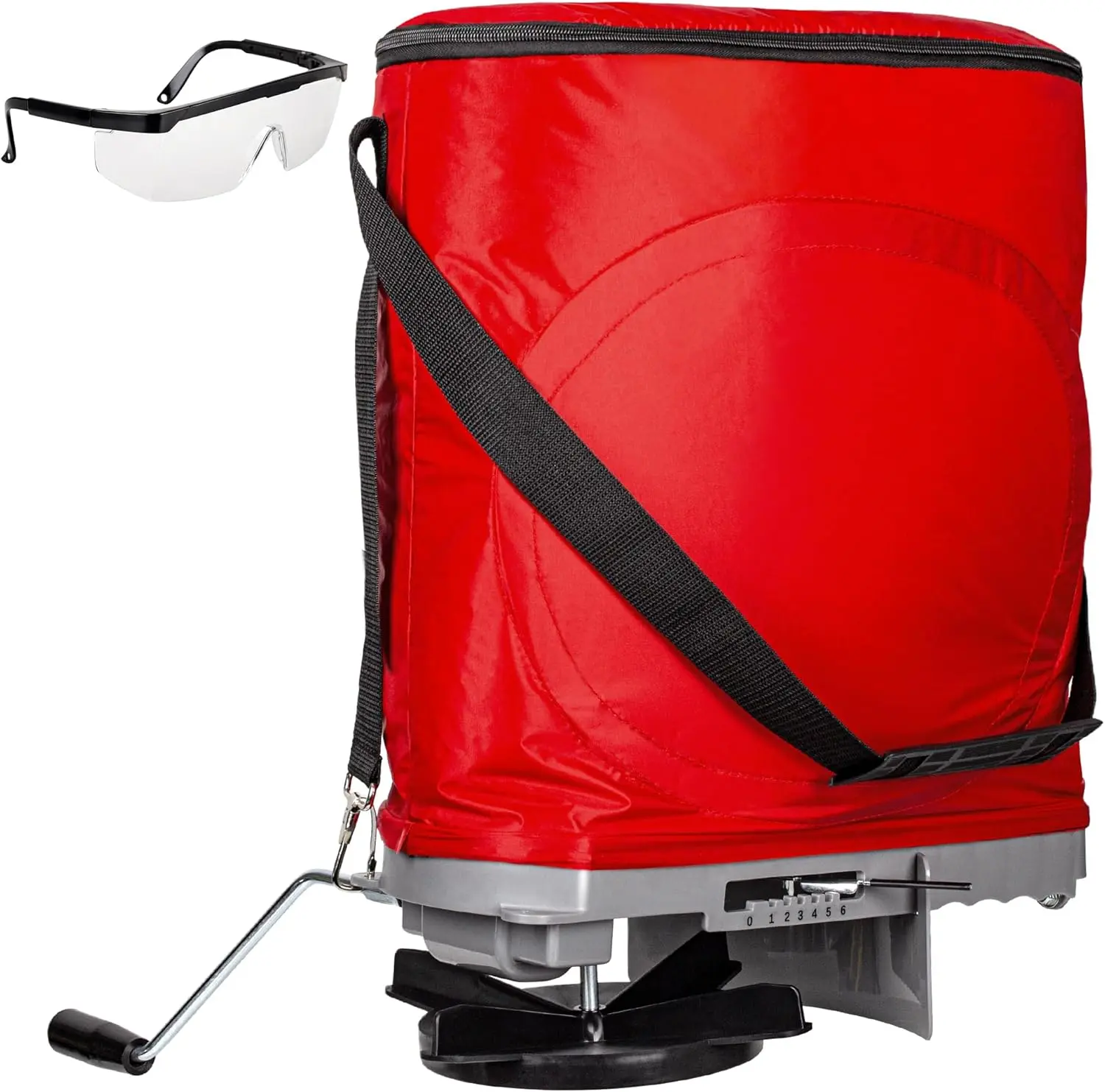 Walensee 25 lb Handheld Bag Seed Spreader with Aluminum Gears, 3D Support Frame, Adjustable Flow Control, Rear Baffle, Adjustable Shoulder Strap & Goggles - Durable Spreading Garden, Lawn Specialty Garden Tool