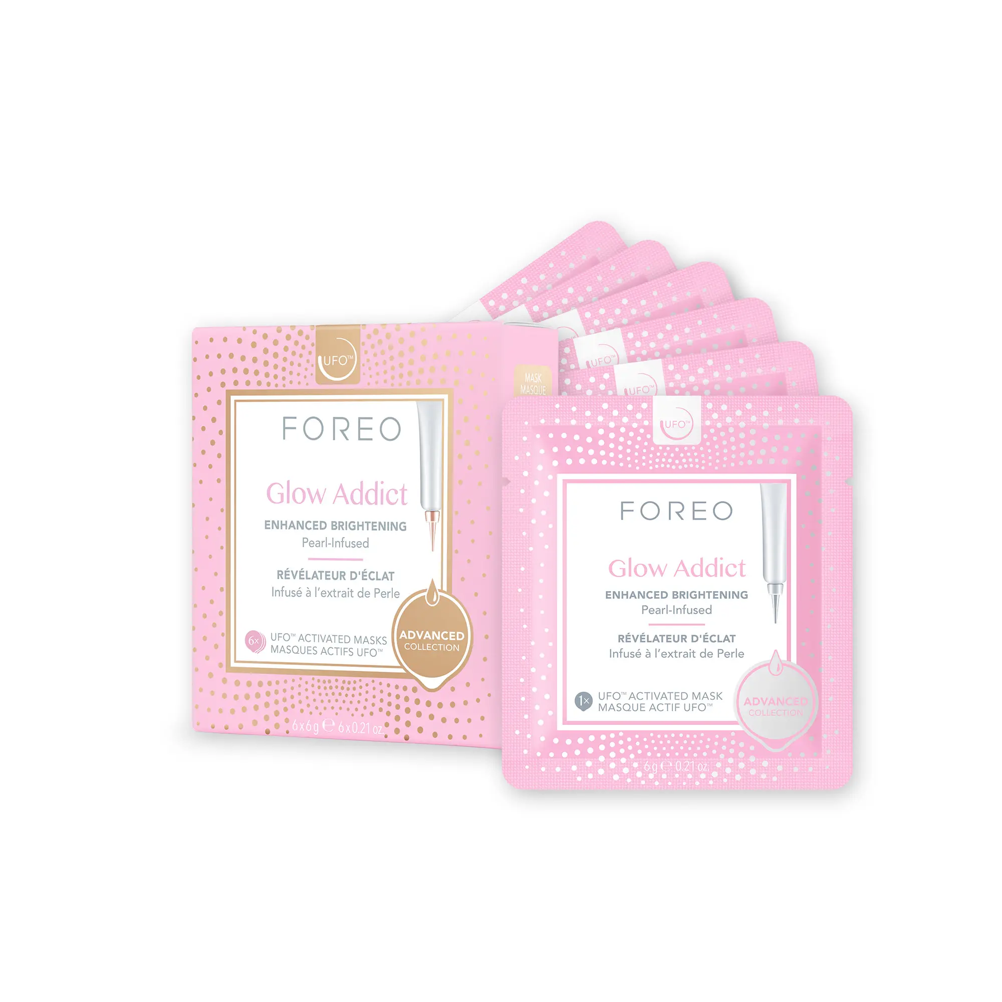 Glow Addict Advanced Collection 2.0 UFO-Activated Facial Mask - Hydrating Facial - Beauty & Personal Care - Vitamin C & Vitamin E - For All Skin Types & Dull Skin - Antiaging - 6 pcs in Pack