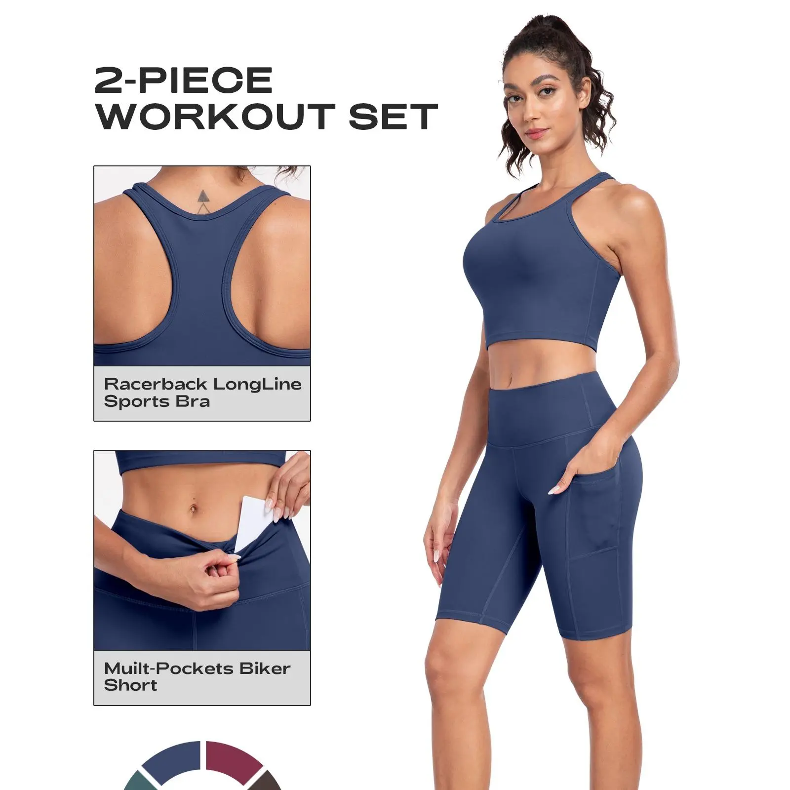 2 Piece Workout Set - Navy Blue