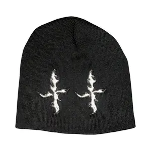 REALISTIC Embroidered Beanie with Reflective thread for the fill in, Black thread outlined++