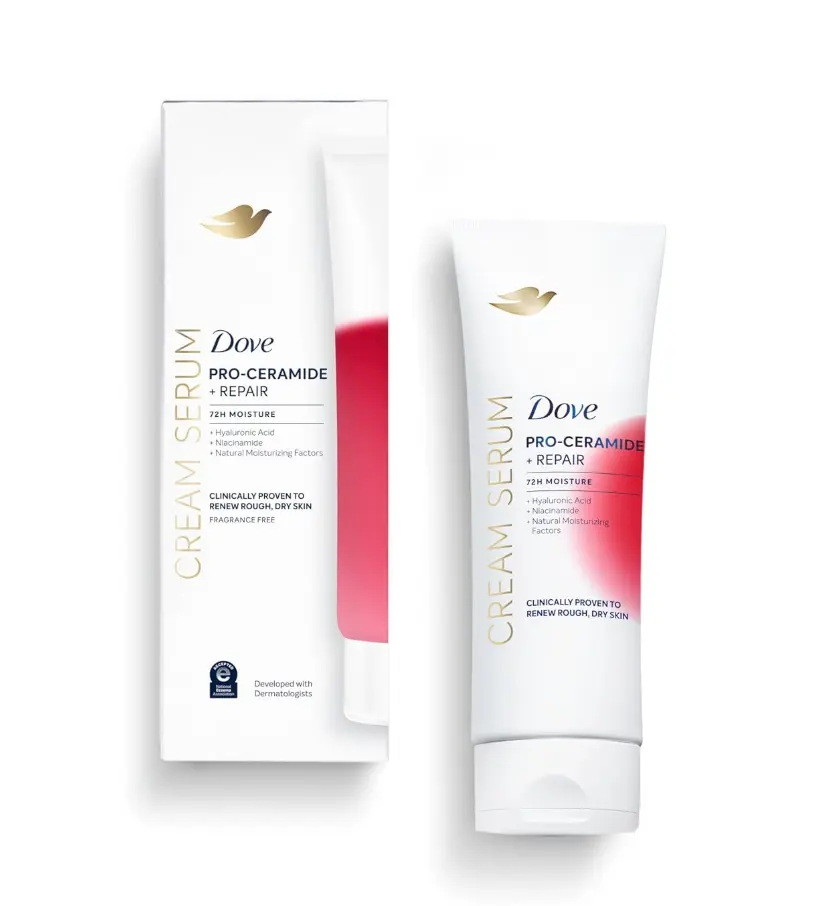 Dove Body Cream Serum Pro-Ceramide + Repair for Rough, Extremely Dry Skin, with Hyaluronic Acid, Niacinamide and Natural Moisturizing Factors Lotion, 8 oz