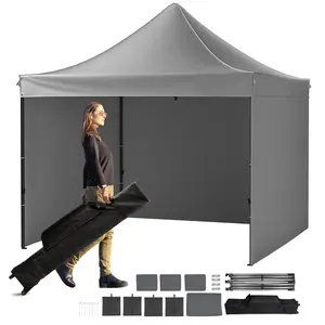 10x10 FT Pop up Canopy with Removable Sidewalls, Instant Canopies Portable Gazebo & Wheeled Bag, UV Resistant Waterproof, Enclosed Canopy Tent for Outdoor Events, Patio, Backyard, Party, Camping