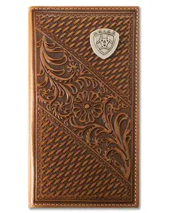 Men's Ariat Tan Rodeo Style Basket Weave Wallet