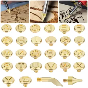 28pcs Wood Pyrography Kit, Wood Burning Tips Kit, Letter Mold Carving Stamps Kit, for DIY Soldering Iron Tips and Jewelry, Multipurpose Embossing Carving Pen Tips