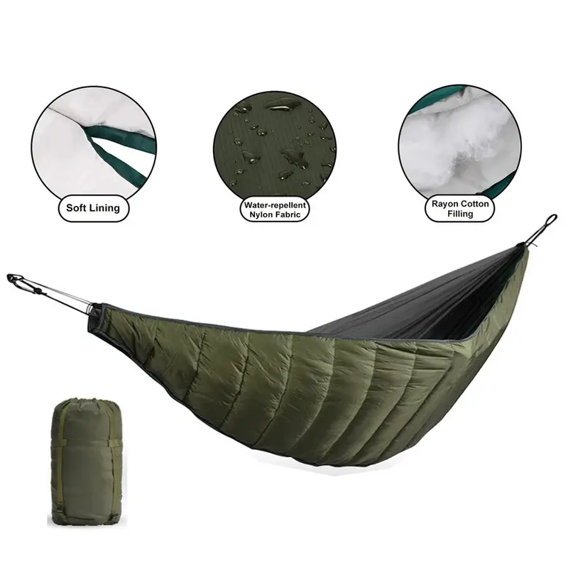 Portable Multifunctional Winter Windproof Warm Hammock with Cotton Underquilt Cover, Outdoor Camping Sleeping Swing Solution
