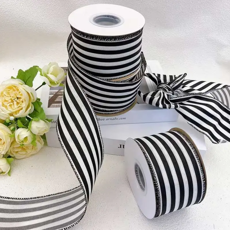 10Y/ 6.3CM/ 2.48IN, Decorative Ribbon with a Striped Design for Festive Celebrations, Gift Wrapping, Christmas, Rustic Party Decorations, Gift Wrapping Garland, Bow Embellishments, And Thanksgiving Decor