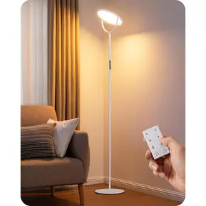 76" Tall Floor Lamp, 28W 2500LM Bright LED Lights for Living Room, 300° Flexible Head Modern Torchiere Corner Lamps with Remote, 2700K-6500K Dimmable Standing Lamps for Bedroom, Office, White