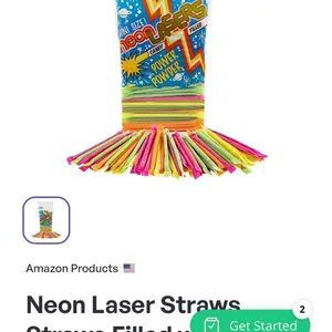 Neon Laser Straws Straws Filled with Candy Powder Bulk Candy Party Favor (240-Pack)