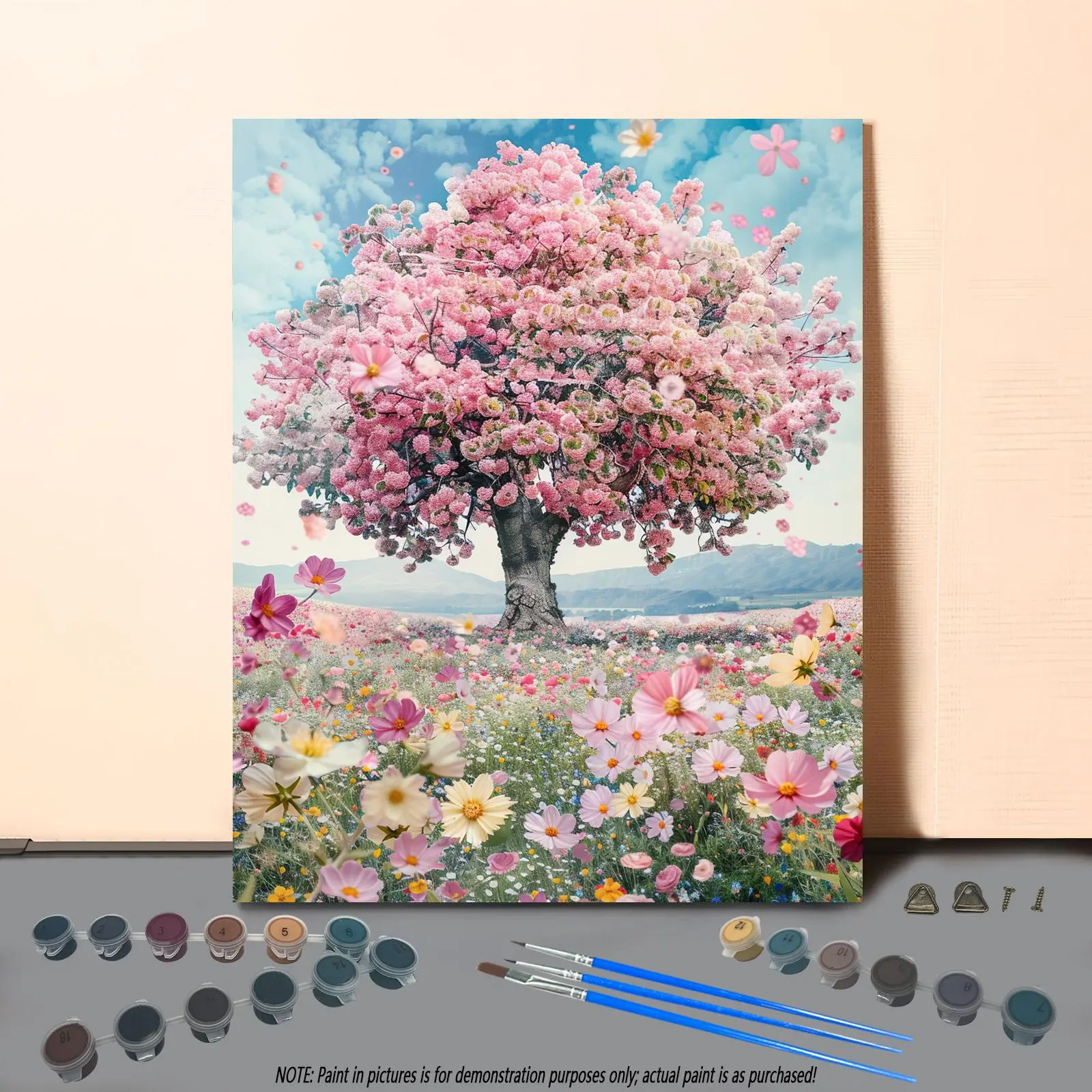 Flower Tree Pattern DIY Painting Kit without Frame, Painting Accessories Kit, DIY Painting By Numbers Kit, DIY Wall Art Painting for Home Decor, Art Painting Supplies