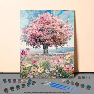 Flower Tree Pattern DIY Painting Kit without Frame, DIY Painting By Numbers Kit, DIY Wall Art Painting for Home Decor