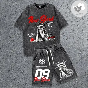 Men's Fashion Pure Cotton Sports Casual Short Sleeve T-Shirt And Shorts Set American Street Style Snowflake Letter Printed Design Comfortable Breathable Lightweight Fabric Suitable For Surfing And Basketball All-Season Outfit Perfect Gift For Boyfriend An