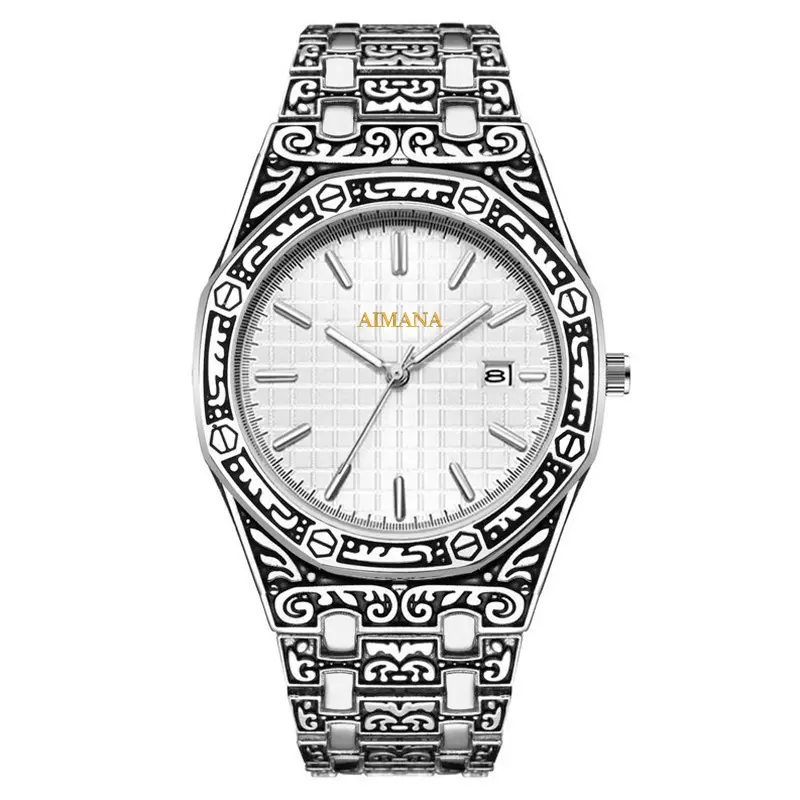 AIMANA WATCH Men's Classic Vintage 40mm Quartz Analog Wristwatch with Luminescent Date and Leather Strap with Buckle, Classic Quartz Watch, 40Mm Watch