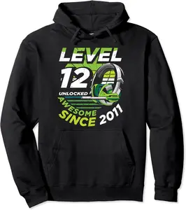 Level 12 Unlocked Awesome Since 2011 Video Game Birthday Boy Pullover Hoodie - Dirkschm Shop 69B0BLT5KW8X
