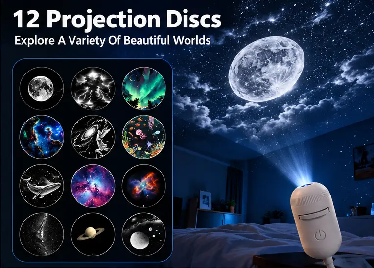 Galaxy Projector 2-in-1 Starry Sky Projector & Night Light USB Galaxy Projector Night Light for Bedroom Hallway Ceiling Decor (1 Light+3 Pcs)