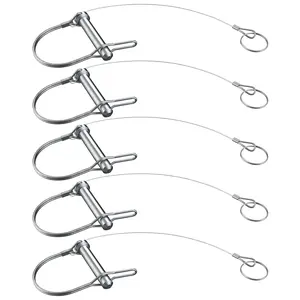5 count Trailer Coupler Pin 5/16x /4(WxL) Prevents Loss Trailer Hitch Locking Pin with Plastic Coating Tether Steel Quick Release Ring for Shaft Trailer Tongue