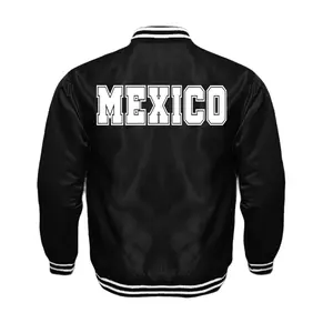 Mexico Unisex Satin Baseball Jacket Striped Trim