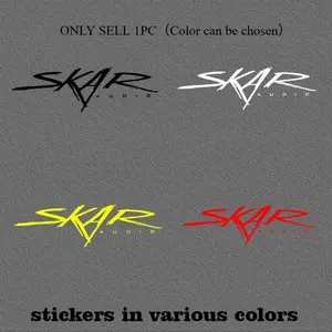 1PC Street Trendy Audio Brand Logo Sticker For Cars Stick on car bodies  this multi-color SKAR AUDIO decor instantly has a sharp trendy audio vibe, audio modification and trendy audio lovers can use it as a super dynamic trendy decoration Car Decals