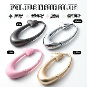 Gurgling Heart-Shaped Carabiner  | 4 Metallic Colors (Grey/Silver/Pink/Gold) | Zinc Alloy Keychain Clip for Bags & Jeans | Cute Gift for Boyfriend or Girlfriend