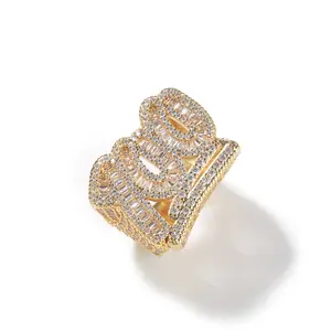ORPHIC Men's Hip Hop Zircon Ring  Fashion Artificial Gemstone Body Jewelry Gift for Gifting Occasions
