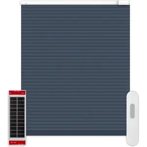 YOSHADE Blackout Motorized Cellular Shades for Window with Remote, Motorized Cellular Shades Optional Cordless Honeycomb Blinds Full Blackout Fabric Window Shades for Skylight (Blue, 34 * 72in)