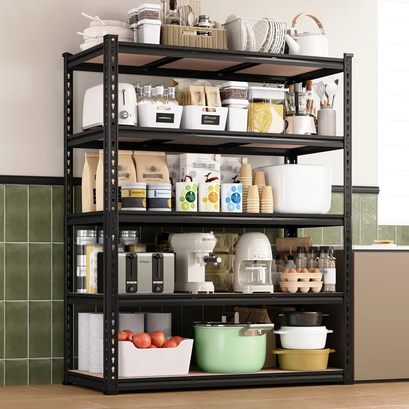 Raybee 48 inch Extra-Wide Deep Garage Shelves 4&5-Tier Metal Standing Shelving Unit Height Adjustable Utility Racks for Craft Warehouse Pantry Kitchen Organizer Shelf 60&72" High #TikTokShopBackToSchool