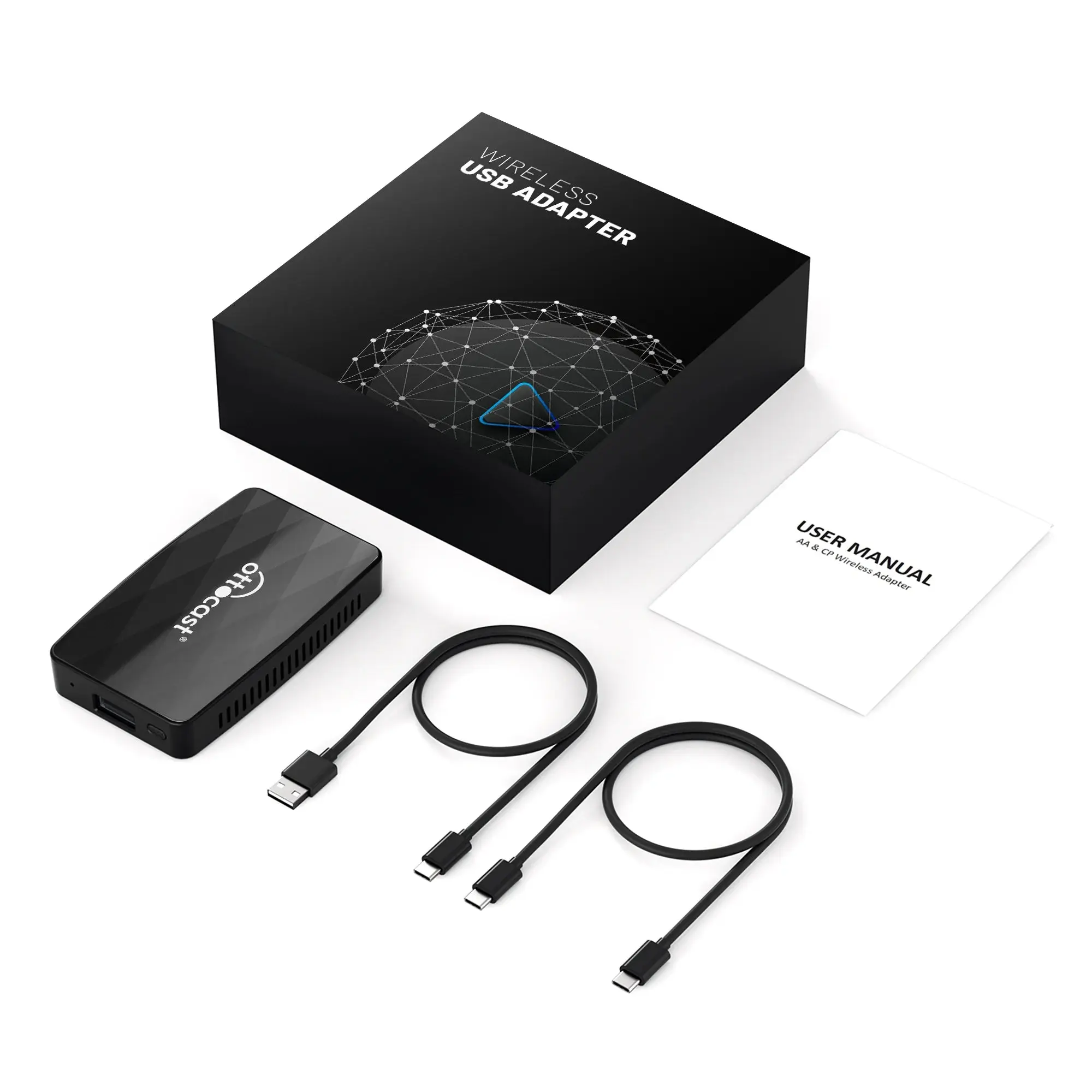 OTTOCAST U2X PRO 2-in-1 Wired to Wireless Android Auto & CarPlay Adapter, USB Bluetooth WiFi Car Audio Smart Box for Android/iPhone, Car Electronic Accessory with USB Input