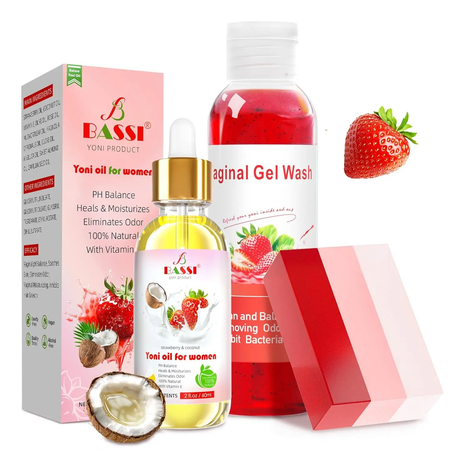 Feminine Wash & Yoni Oil & Yoni Soap Set for Women, Yoni Wash for Vaginal Ph Balance Remove Odor, 1 Fl.Oz Moisturizing Feminine Oil & 5.07 Fl.Oz Body Wash & 3.53 Oz Soap Bar