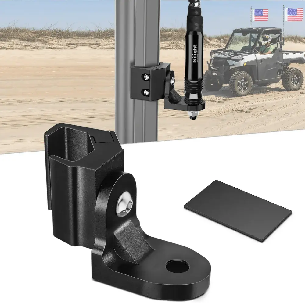 Nilight Adjustable Durable Steel Rear Bolt-On UTV Bracket - 360° Swivel Camera Mount, Light Stick Holder, Flag/Antenna Holder, 12.5mm Hole Diameter, Matte Black, for Can Am Defender, Polaris Ranger Camera Accessories