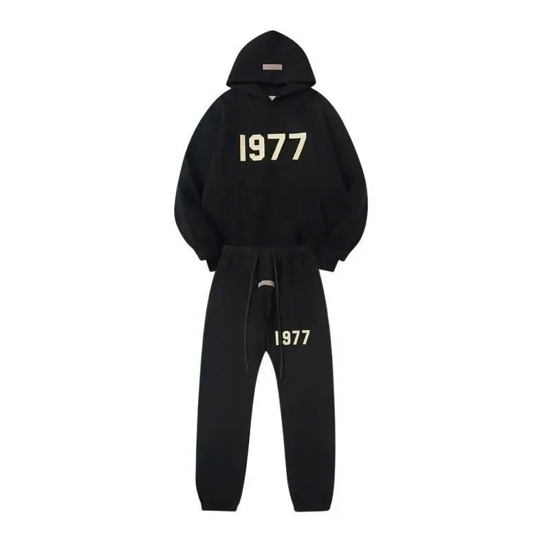 Matching 1997 & 1977 Essential Hoodie & Joggers Set – Cozy Pullover Couple Outfit, Streetwear Gift Idea