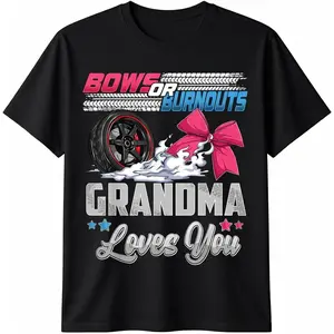 100% Cotton burnouts or bows gender reveal Party Announcement Grandma T-Shirt