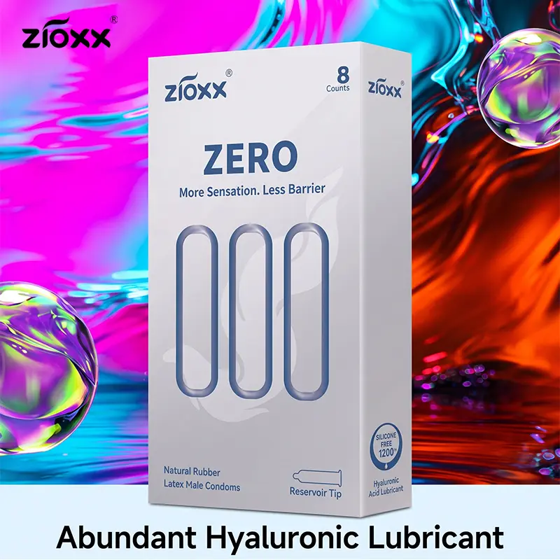Silicone Free Zioxx ZERO Natural Latex Condoms 8 Count