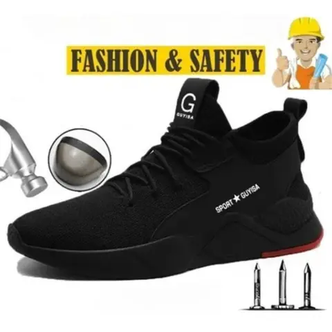 Men's Protective Work Shoes - Size 10, Size 12, Punctureproof, Anti-Skid, Breathable, All-Seasons, Kevlar Midsole, Kevlar Mesh, Adhesive Laces, Sweat-Dry Insole, Lightweight, Safety Boot, Shock-Absorbing Work & Safety Footwear