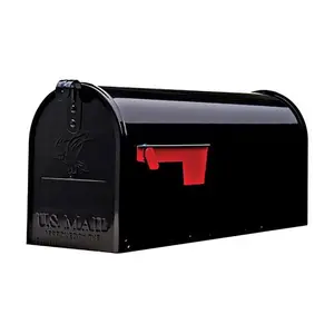 Gibraltar Mailboxes 5266176 Elite Classic Galvanized Steel Post Mount Mailbox, Black