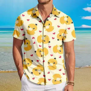 Hawaiian Shirt for Men, Psyducks Yellow Poke mon Hawaiian Shirt Cool Summer Anime Vibes for Men & Fans, Men's Collared Clothes for Beach Vacation, #menwear #shortsleeve #hawaiianshirt