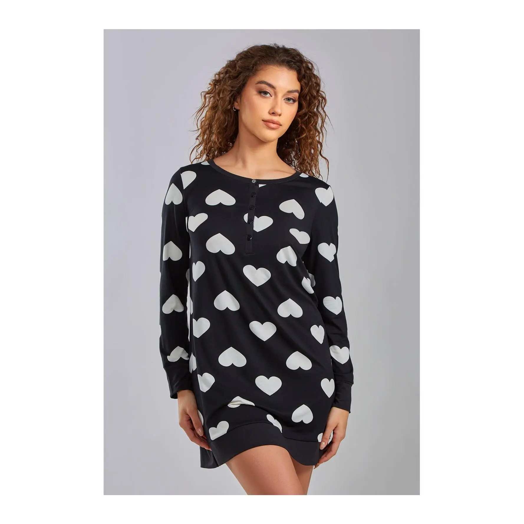iCollection Modal Hearts Henley Lounge Dress