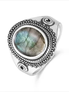 Big Oval 8*10MM Natural Moonstone Turquoise Lapis Tiger Eye C Ring for Women Men Silver Plated Fine Jewelry Rings Gifts Wholesale