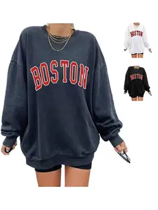 FISOEW Women's Oversized Sweatshirt Los Angeles California Crewneck Long Sleeve Casual Loose Pullover Tops Cotton Bat Hoodie Fabric hoodies women sweatshirts Womenswear Printed Soft
