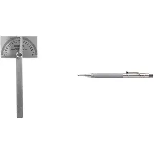 Stainless Steel Angle Protractor with Carbide Scribe Tool, 88CM Scribe and Magnet, Copper Handle, Replaceable Tip for Precision Measuring and Marking, Durable Machinist Layout Tool