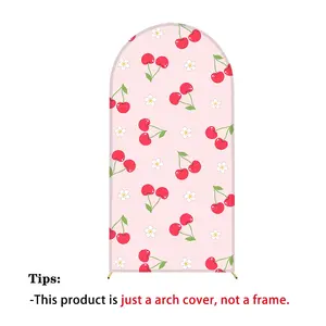 100cmx200cm U-Shaped Background Cloth, Elastic Party Decoration, Cherry Watermelon Donut Strawberry Stripes, Wedding Birthday Baby Shower