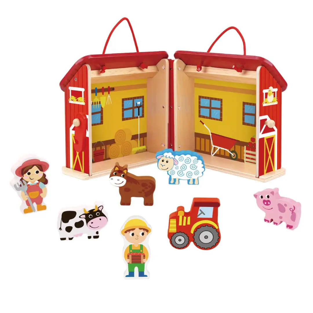 TOYSTER'S Foldable Farm Station Play Set for Kids, with Barn, Farmer, Donkey, Cow, Horse, Sheep, Pig, Tractor, Easy Portability, Role- Playing, Pretend Play, Gift for Boys Girls 3+