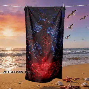 Stranger Things Dark Lightning Print Unique Design Beach Towel, Skin-Friendly, Absorbent, Quick-Dry, Versatile, Perfect for Beach, Pool, Summer Travel, Home Use