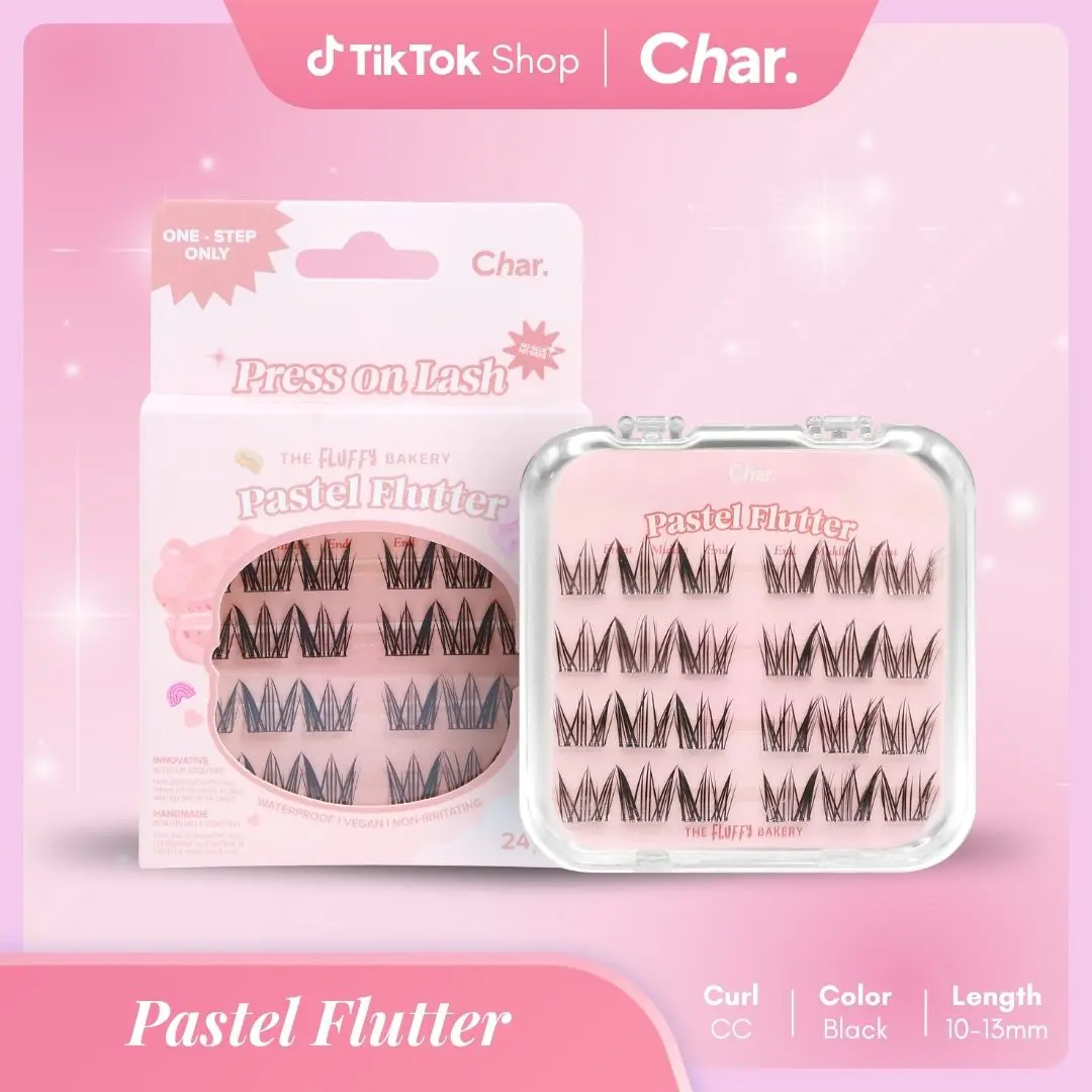 Pastel Flutter - Pre-Glue Lashes, Voluminous Clustered Lashes  ,C-Curl, 11-13mm